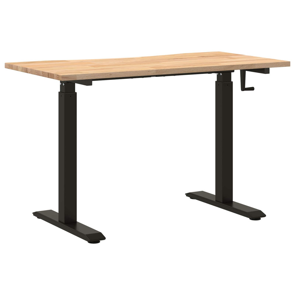 Produktbild för Skrivbord Svart och naturlig 120 x 60 cm Massivt Ekträ