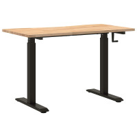 Produktbild för Skrivbord Svart och naturlig 120 x 60 cm Massivt Ekträ