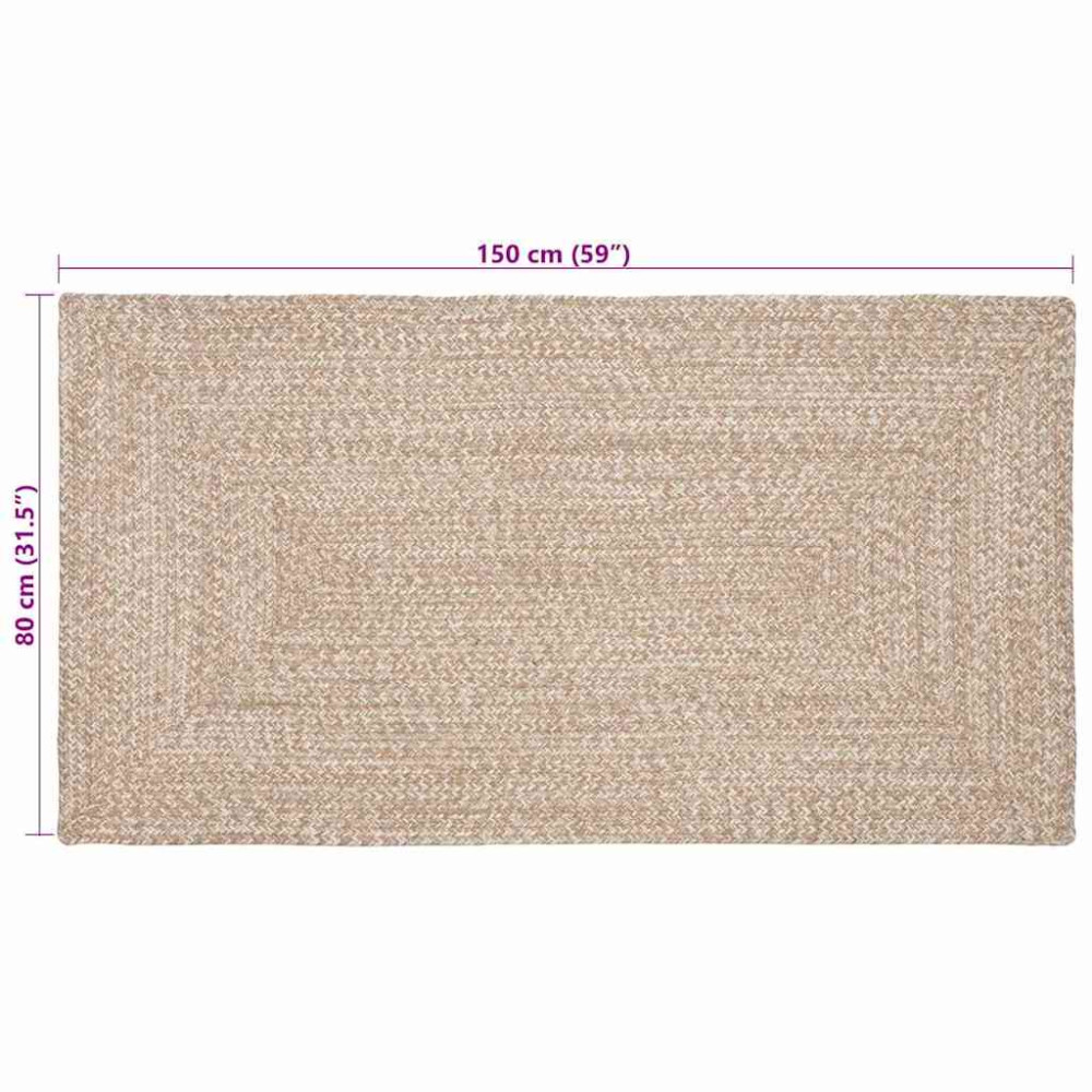 Produktbild för Områdesmattor Naturlig och vit 80 x 150 cm Jute