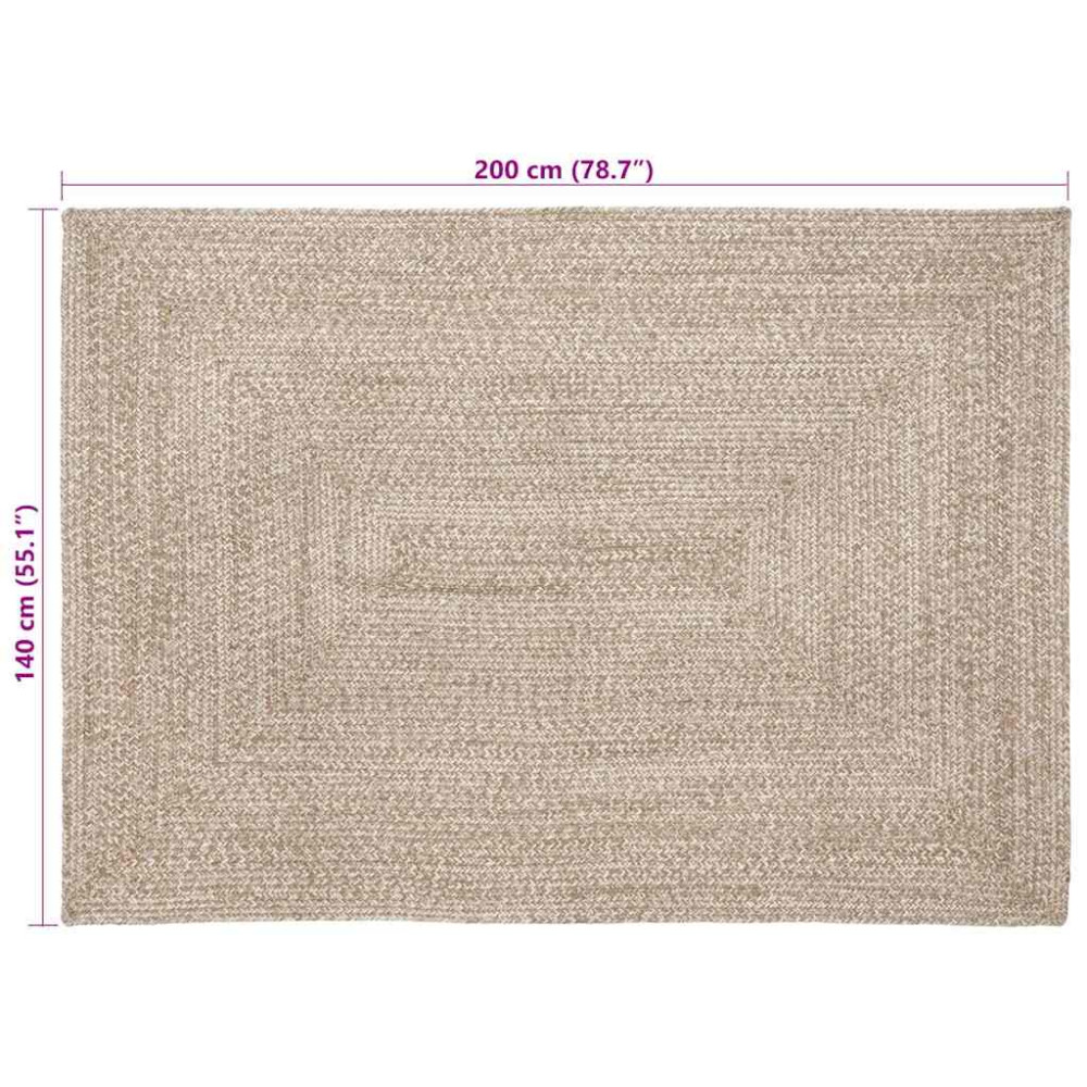 Produktbild för Områdesmattor Naturlig och vit 140 x 200 cm Jute