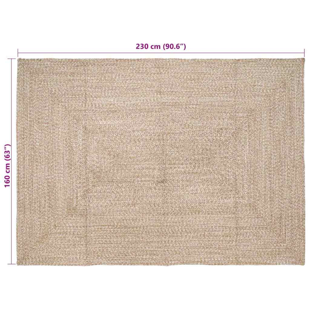 Produktbild för Områdesmattor Naturlig och vit 160 x 230 cm Jute