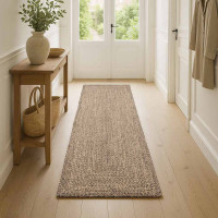 Produktbild för Områdesmattor Naturlig och svart 80 x 200 cm Jute