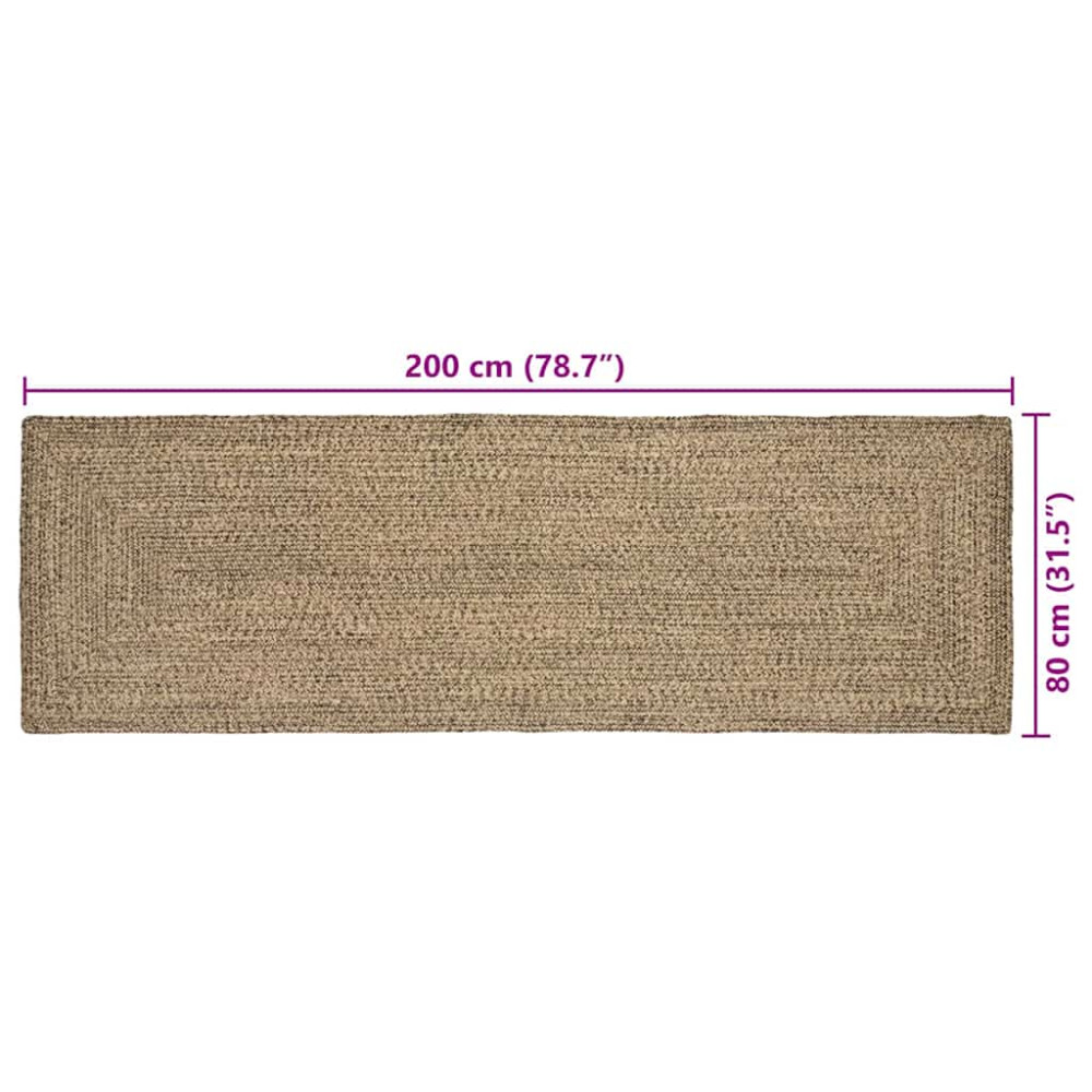 Produktbild för Områdesmattor Naturlig och svart 80 x 200 cm Jute