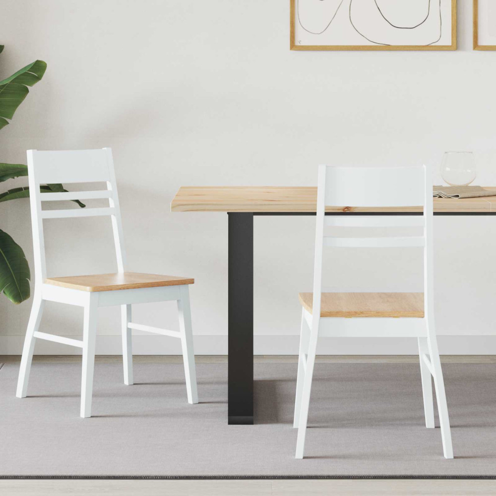 Produktbild för Matstolar 2 pcs Vit 43 x 54 x 89 cm Massiv Gummiträ