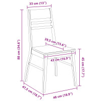 Produktbild för Matstolar 2 pcs Vit 43 x 54 x 89 cm Massiv Gummiträ