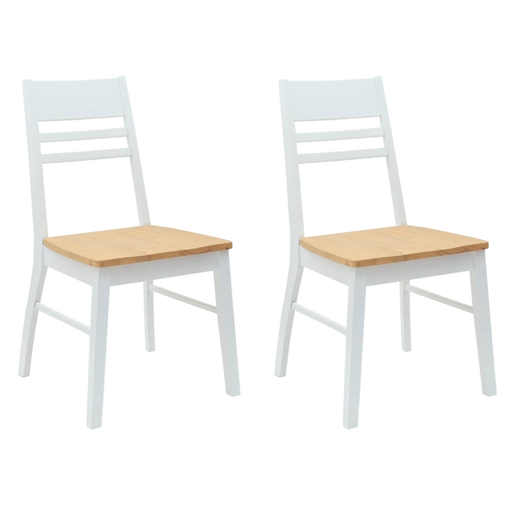 Produktbild för Matstolar 2 pcs Vit 43 x 54 x 89 cm Massiv Gummiträ