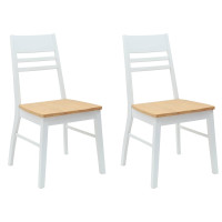 Produktbild för Matstolar 2 pcs Vit 43 x 54 x 89 cm Massiv Gummiträ