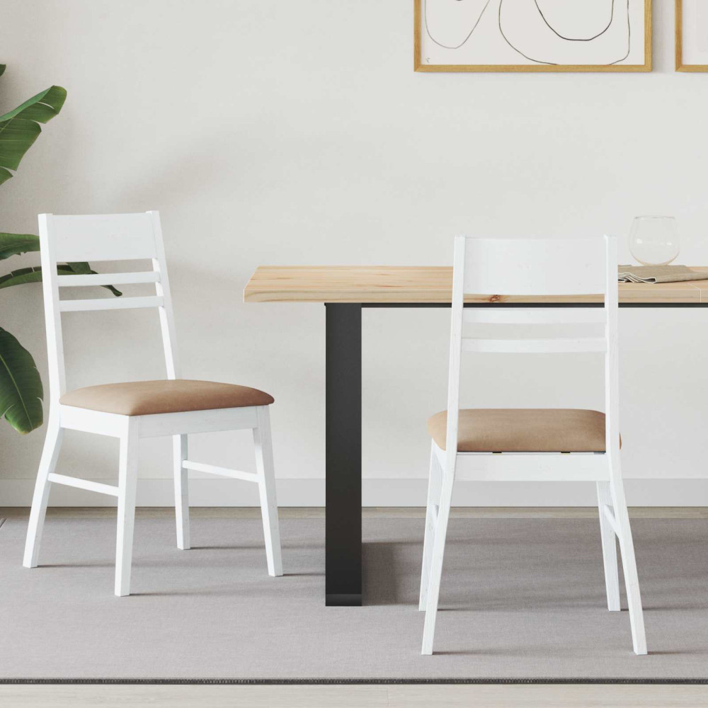 Produktbild för Matstolar 2 pcs Vit 43 x 54 x 89 cm Massiv Gummiträ