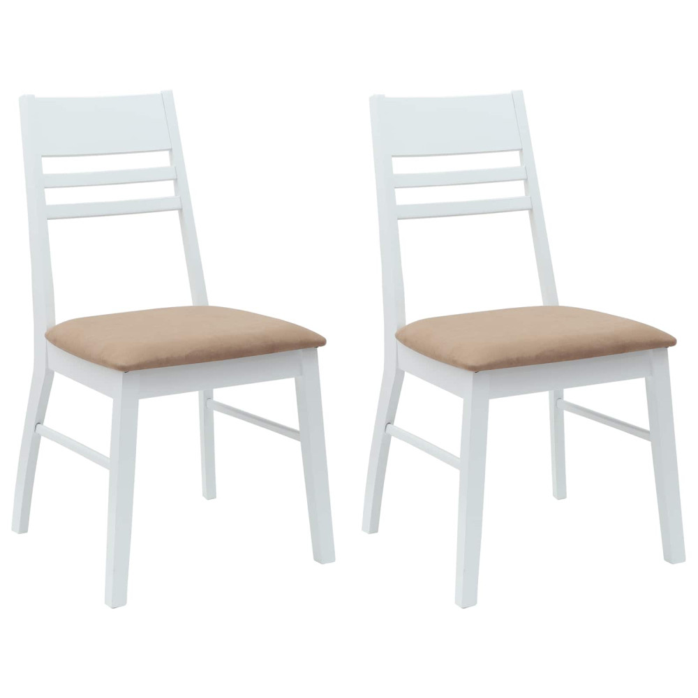 Produktbild för Matstolar 2 pcs Vit 43 x 54 x 89 cm Massiv Gummiträ