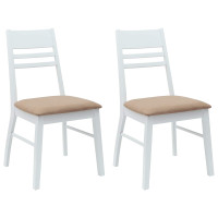 Produktbild för Matstolar 2 pcs Vit 43 x 54 x 89 cm Massiv Gummiträ