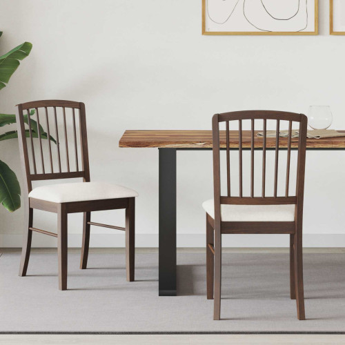 vidaXL Matstolar 2 pcs Ljusbrun 50 x 52,5 x 91 cm Massiv Gummiträ - Matstolar & Köksstolar