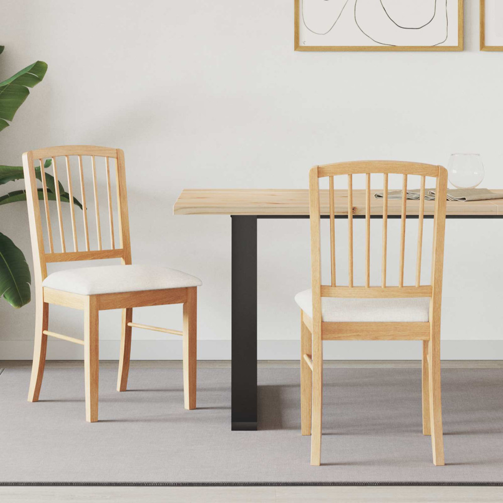 Produktbild för Matstolar 2 pcs Naturfärg 50 x 52,5 x 91 cm Massiv Gummiträ