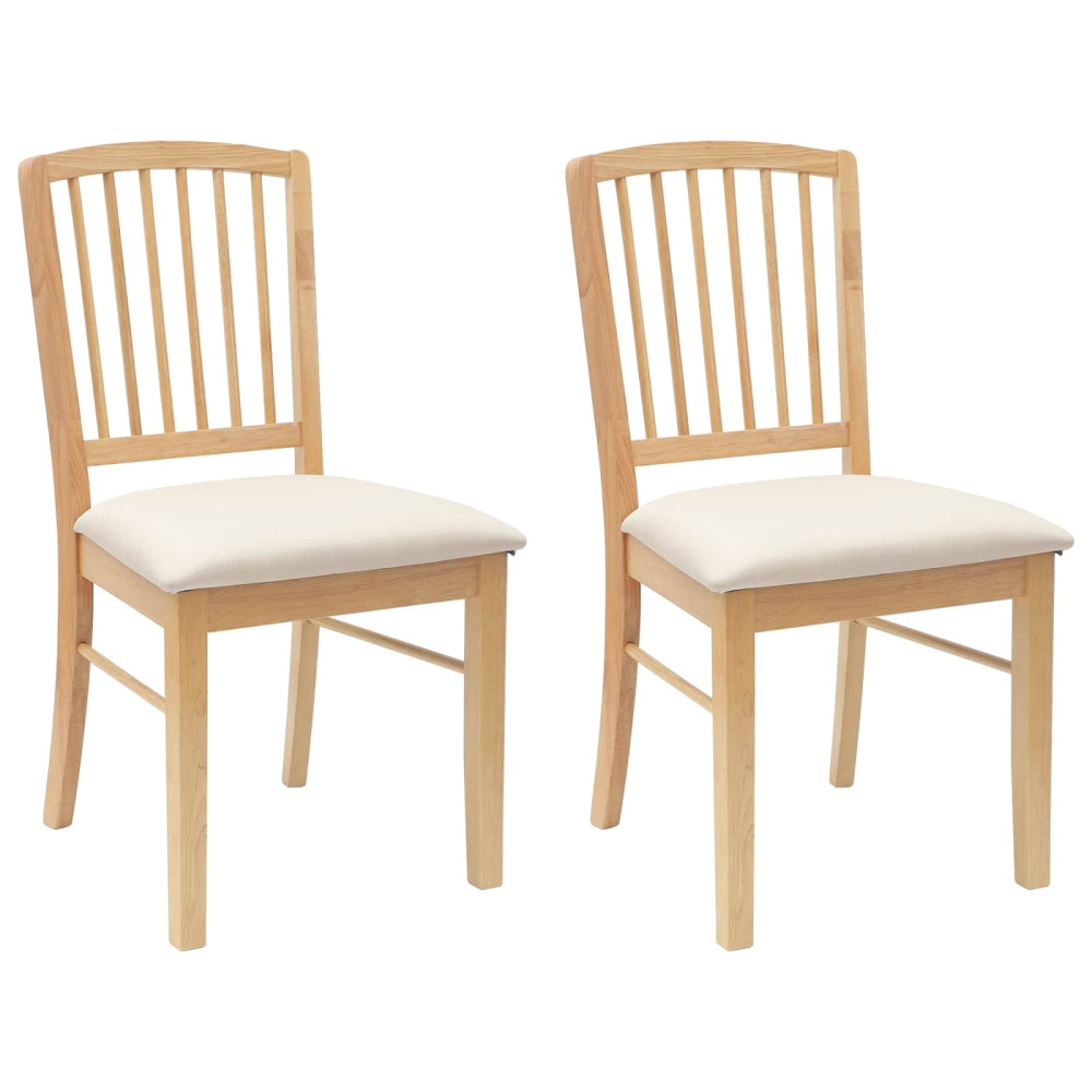 Produktbild för Matstolar 2 pcs Naturfärg 50 x 52,5 x 91 cm Massiv Gummiträ