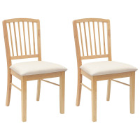 Produktbild för Matstolar 2 pcs Naturfärg 50 x 52,5 x 91 cm Massiv Gummiträ
