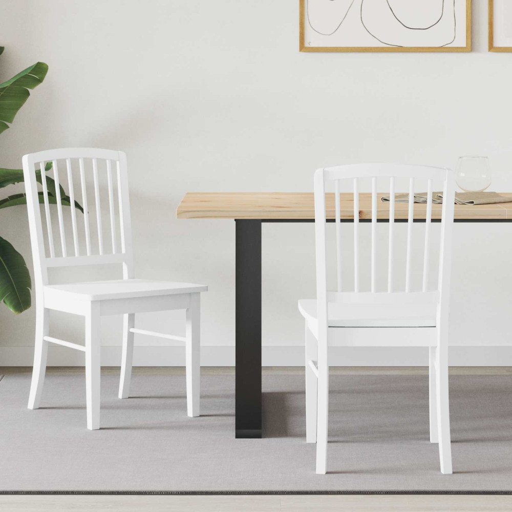 Produktbild för Matstolar 2 pcs Vit 50 x 52,5 x 91 cm Massiv Gummiträ