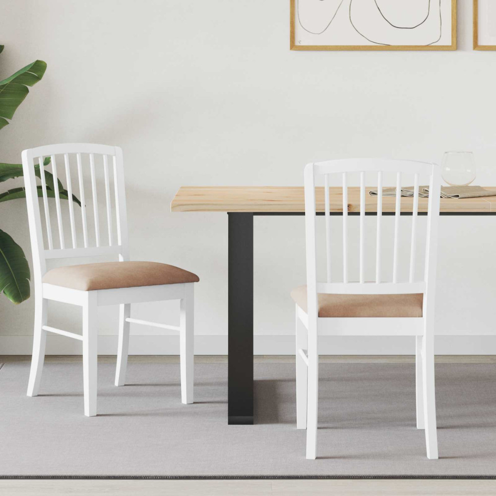 Produktbild för Matstolar 2 pcs Vit 50 x 52,5 x 91 cm Massiv Gummiträ