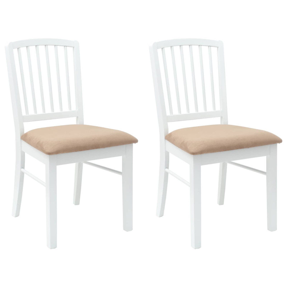 Produktbild för Matstolar 2 pcs Vit 50 x 52,5 x 91 cm Massiv Gummiträ