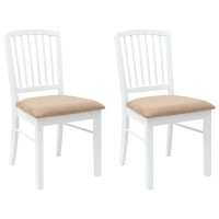 Produktbild för Matstolar 2 pcs Vit 50 x 52,5 x 91 cm Massiv Gummiträ