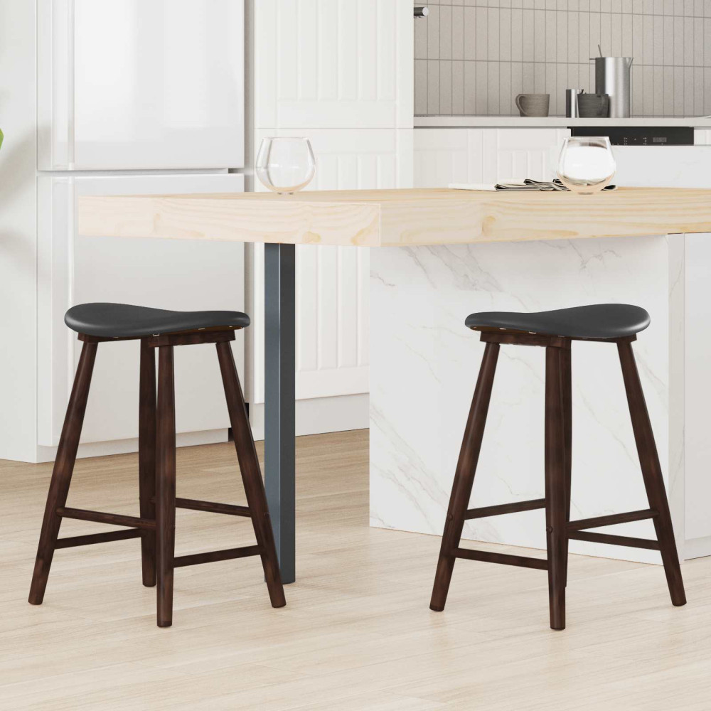 Produktbild för Matstolar 2 pcs Ljusbrun 46 x 37 x 63 cm Massiv Gummiträ
