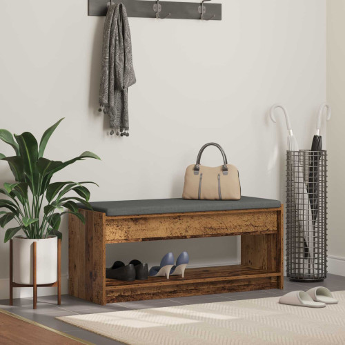 vidaXL Hallbänk Gammalt trä 103 x 38 x 45 cm Konstruerat Trä och Tyg