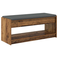 Produktbild för Hallbänk Gammalt trä 103 x 38 x 45 cm Konstruerat Trä och Tyg