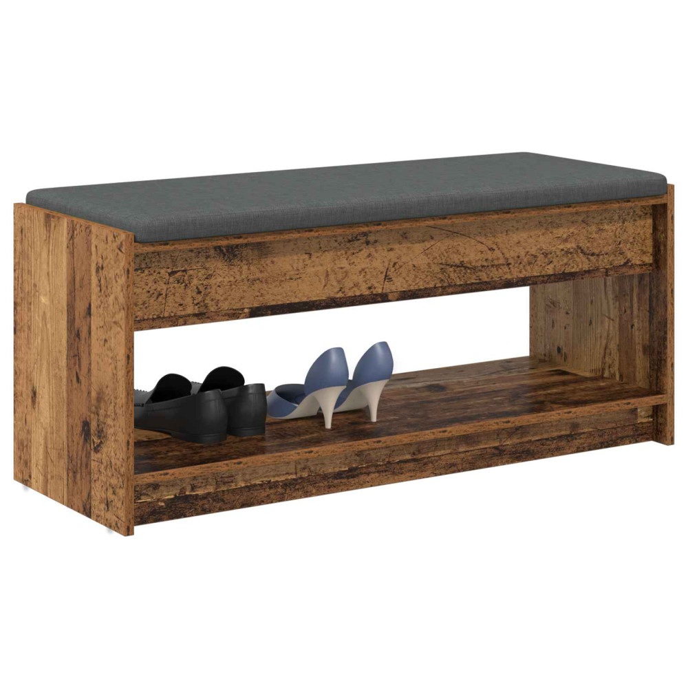 Produktbild för Hallbänk Gammalt trä 103 x 38 x 45 cm Konstruerat Trä och Tyg