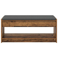 Produktbild för Hallbänk Gammalt trä 103 x 38 x 45 cm Konstruerat Trä och Tyg