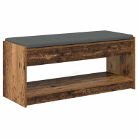 Produktbild för Hallbänk Gammalt trä 103 x 38 x 45 cm Konstruerat Trä och Tyg