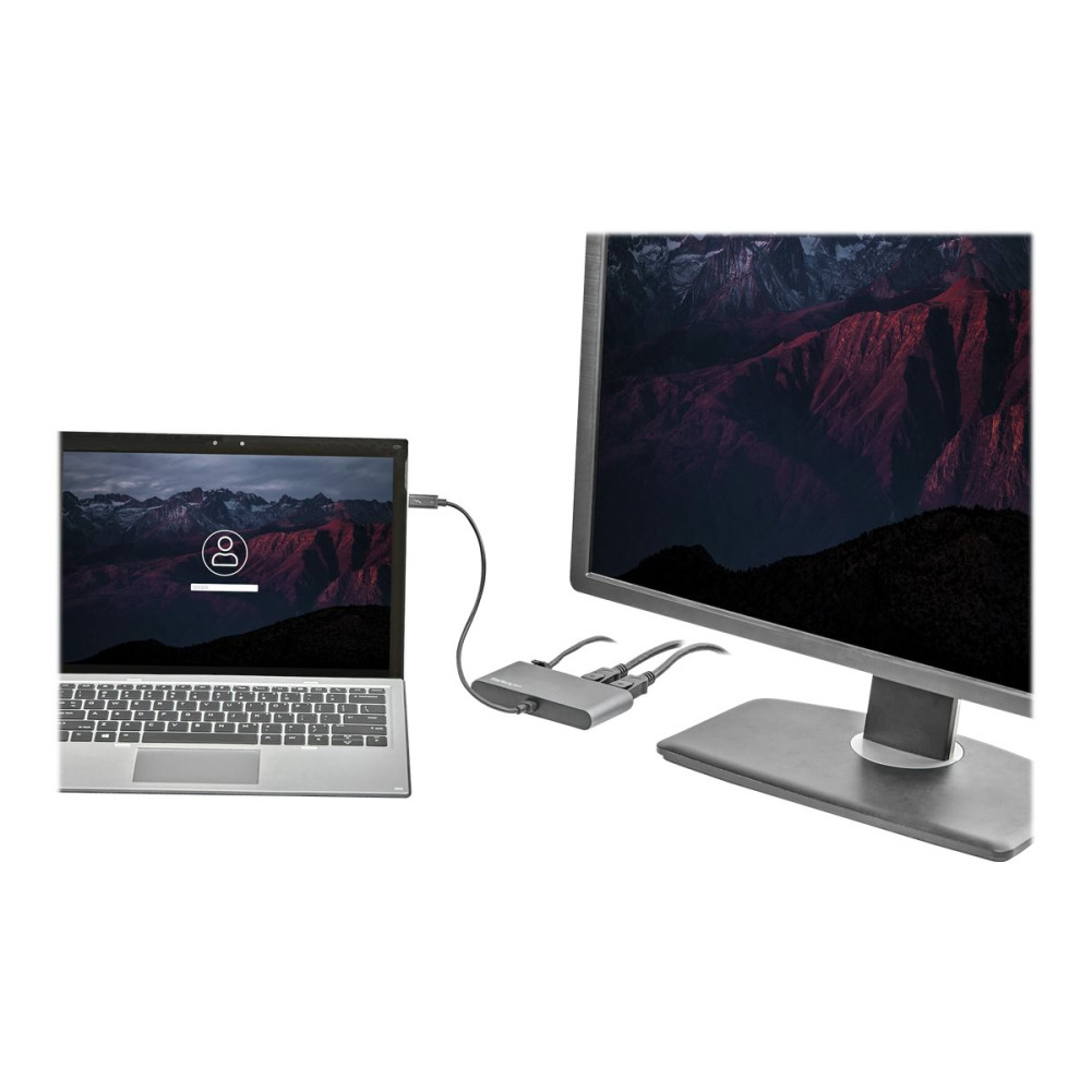 Produktbild för StarTech.com Thunderbolt 3 Mini Dock - Portable Dual Monitor w/ DP 4K 60Hz - 2X USB-A Hub (3.2/2.0), GbE - 28cm Cable - TB3 Multiport Adapter - Mac/Windows - Upgraded Version of TB3DKM2DP (TB3DKMDPL) - dockningsstation - Thunderbolt 3 - 2 x DP - 1GbE