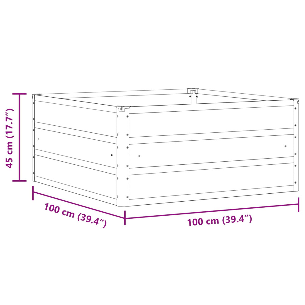 Produktbild för Planteringskärl Ljusgrå 100 x 100 x 45 cm Stål