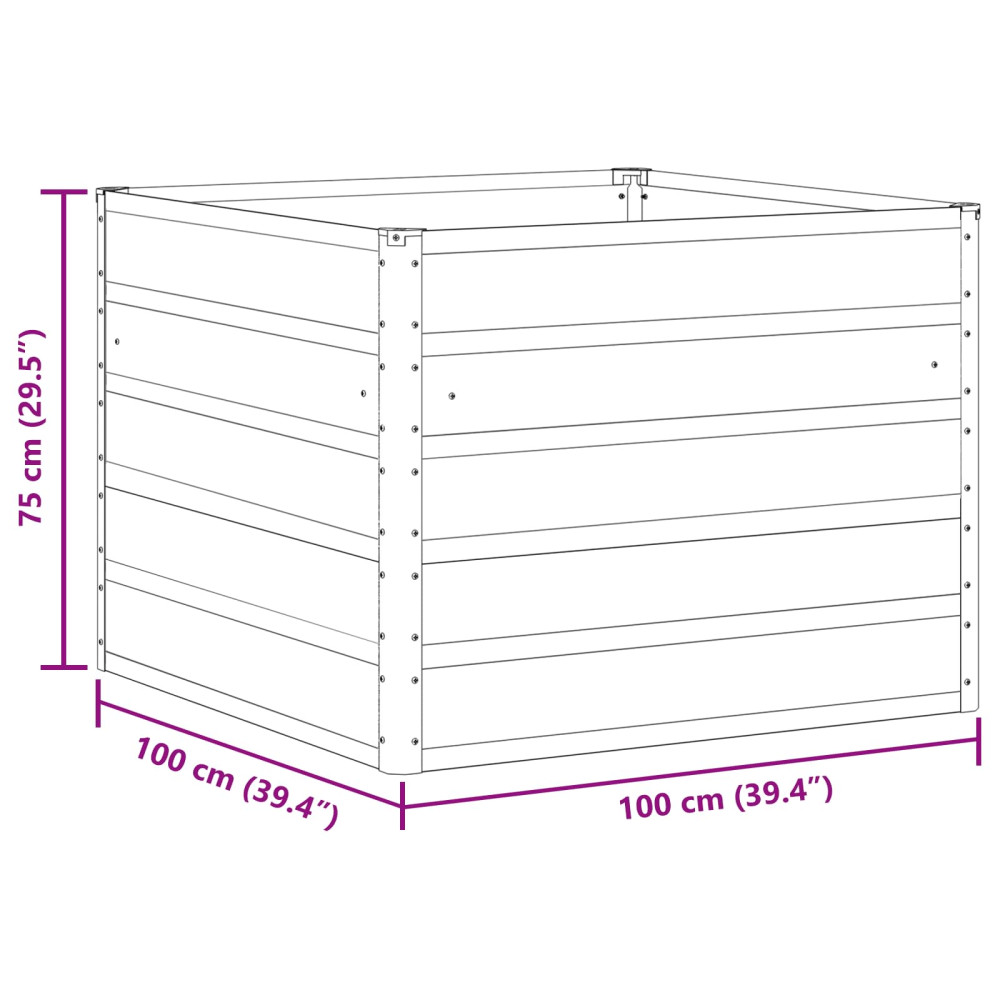 Produktbild för Planteringskärl Ljusgrå 100 x 100 x 75 cm Stål