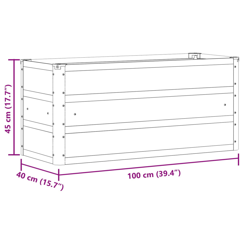 Produktbild för Planteringskärl Ljusgrå 100 x 40 x 45 cm Stål