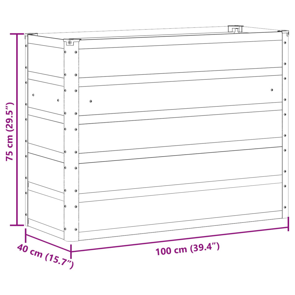 Produktbild för Planteringskärl Ljusgrå 100 x 40 x 75 cm Stål