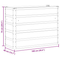 Produktbild för Planteringskärl Ljusgrå 100 x 40 x 75 cm Stål