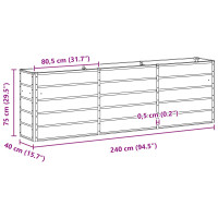 Produktbild för Planteringskärl Ljusgrå 240 x 40 x 75 cm Stål