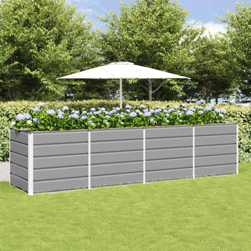 vidaXL Planteringskärl Ljusgrå 240 x 80 x 75 cm Stål