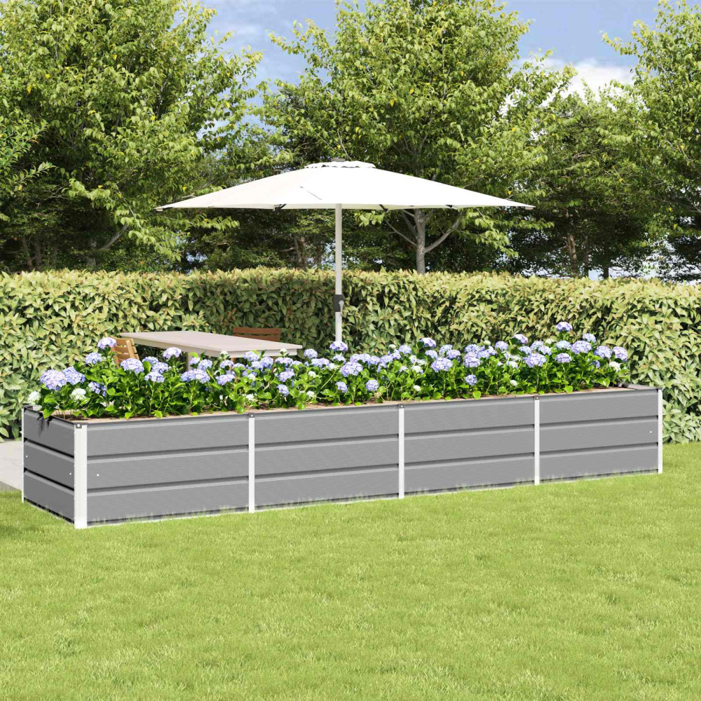 Produktbild för Planteringskärl Ljusgrå 320 x 80 x 45 cm Stål
