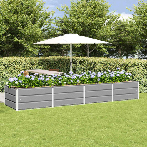 vidaXL Planteringskärl Ljusgrå 320 x 80 x 45 cm Stål