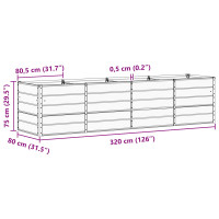Produktbild för Planteringskärl Ljusgrå 320 x 80 x 75 cm Stål