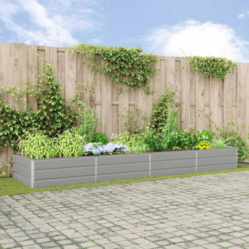 vidaXL Planteringskärl Ljusgrå 385 x 100 x 45 cm Galvaniserat Stål