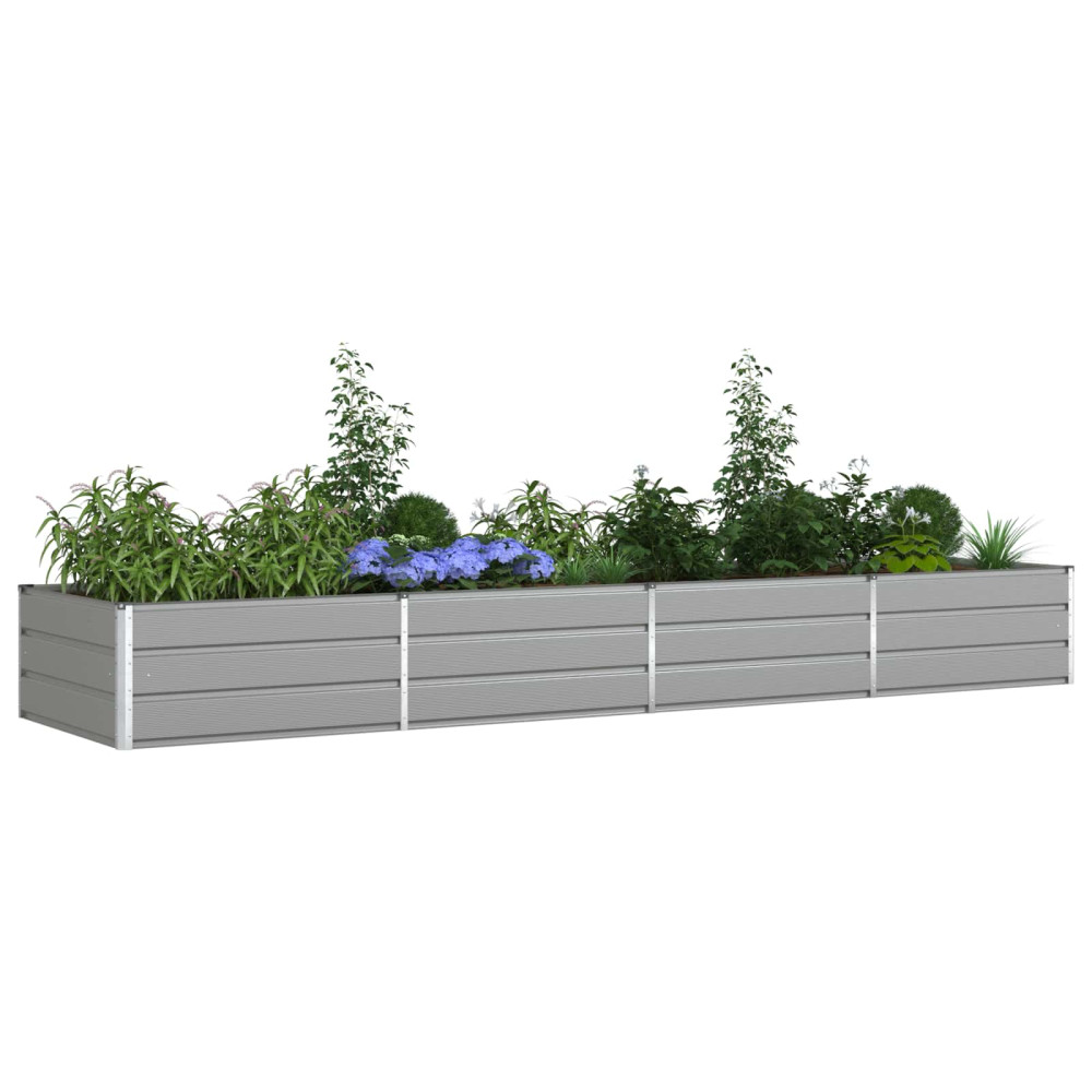 Produktbild för Planteringskärl Ljusgrå 385 x 100 x 45 cm Galvaniserat Stål