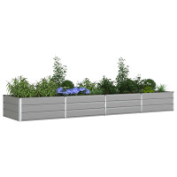Produktbild för Planteringskärl Ljusgrå 385 x 100 x 45 cm Galvaniserat Stål
