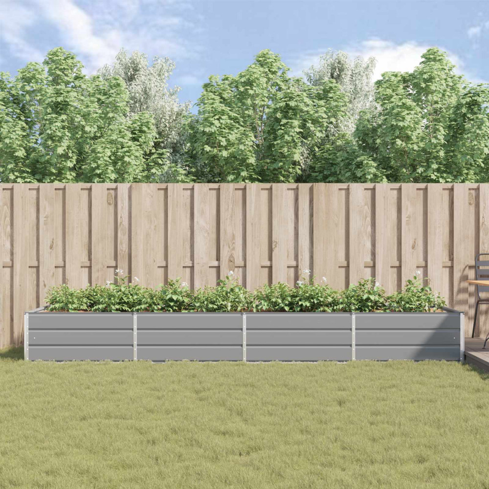 Produktbild för Planteringskärl Ljusgrå 385 x 100 x 45 cm Galvaniserat Stål