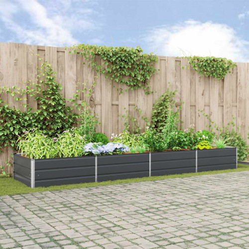 vidaXL Planteringskärl Antracit 385 x 100 x 45 cm Galvaniserat Stål - Krukor & Odlingslådor