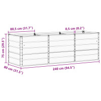 Produktbild för Planteringskärl Grön 240 x 80 x 75 cm Stål
