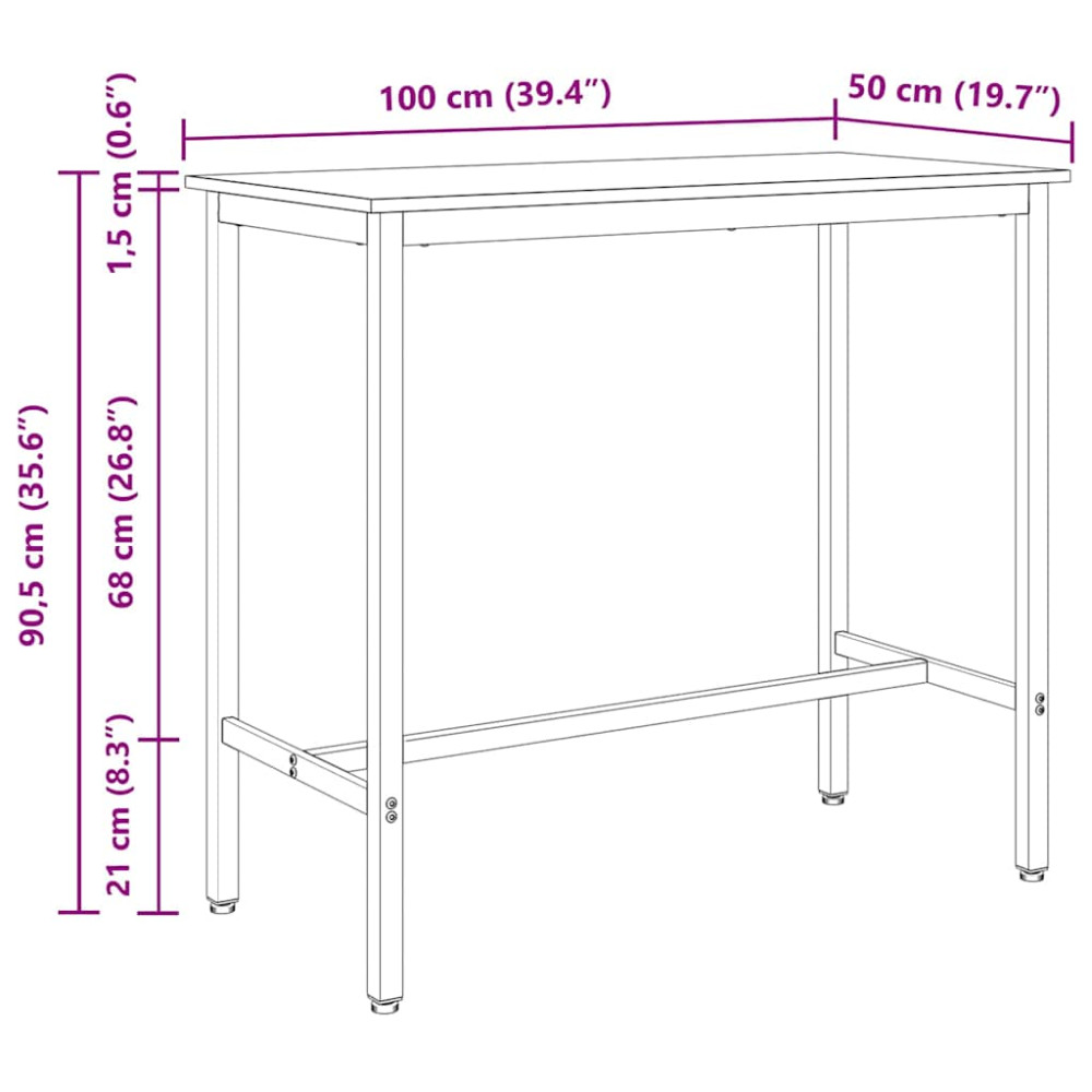 Produktbild för bord Svart Ek 100 x 50 x 90,5 cm Konstruerat trä och stål