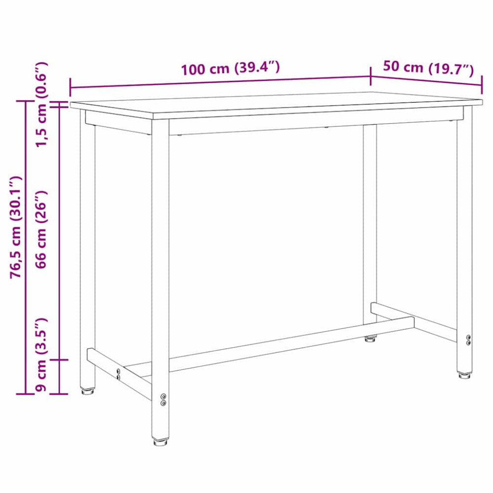Produktbild för bord Gammalt trä 100 x 50 x 76,5 cm Konstruerat trä och stål