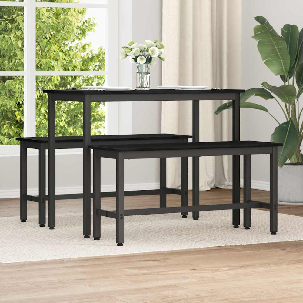 Produktbild för Matbänk 2 pcs Svart Ek 100 x 32,5 x 48,5 cm
