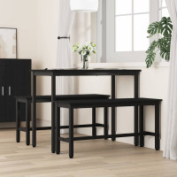 Produktbild för Matbänk 2 pcs Svart Ek 100 x 32,5 x 48,5 cm
