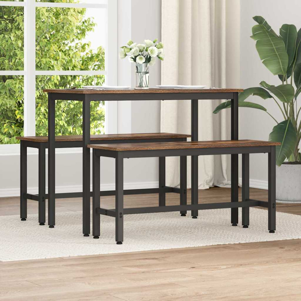 Produktbild för Matbänk Rökt ek 100 x 32,5 x 48,5 cm Konstruerat trä och stål